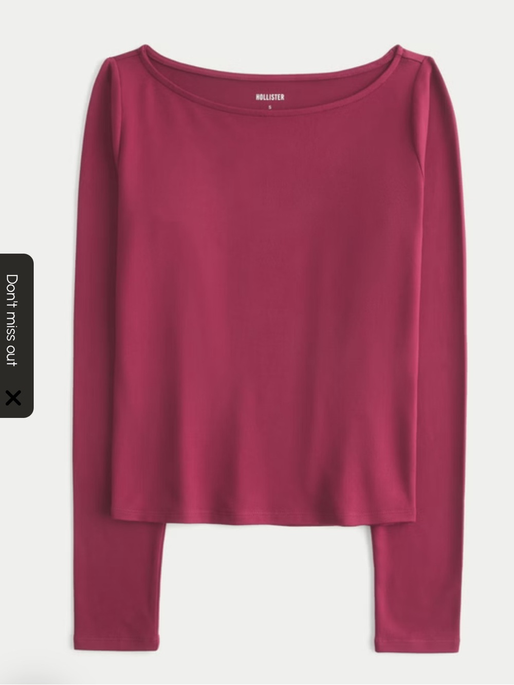 Hollister Boatneck Seamless Long-Sleeve Tee in burgundy